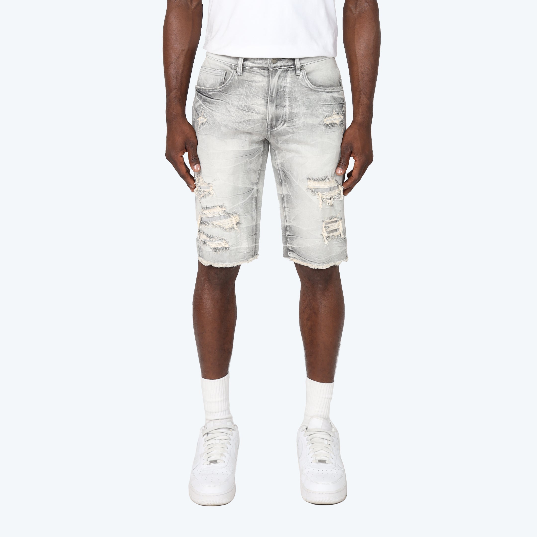 12" Slim Essential Jean Shorts - Radiant Grey