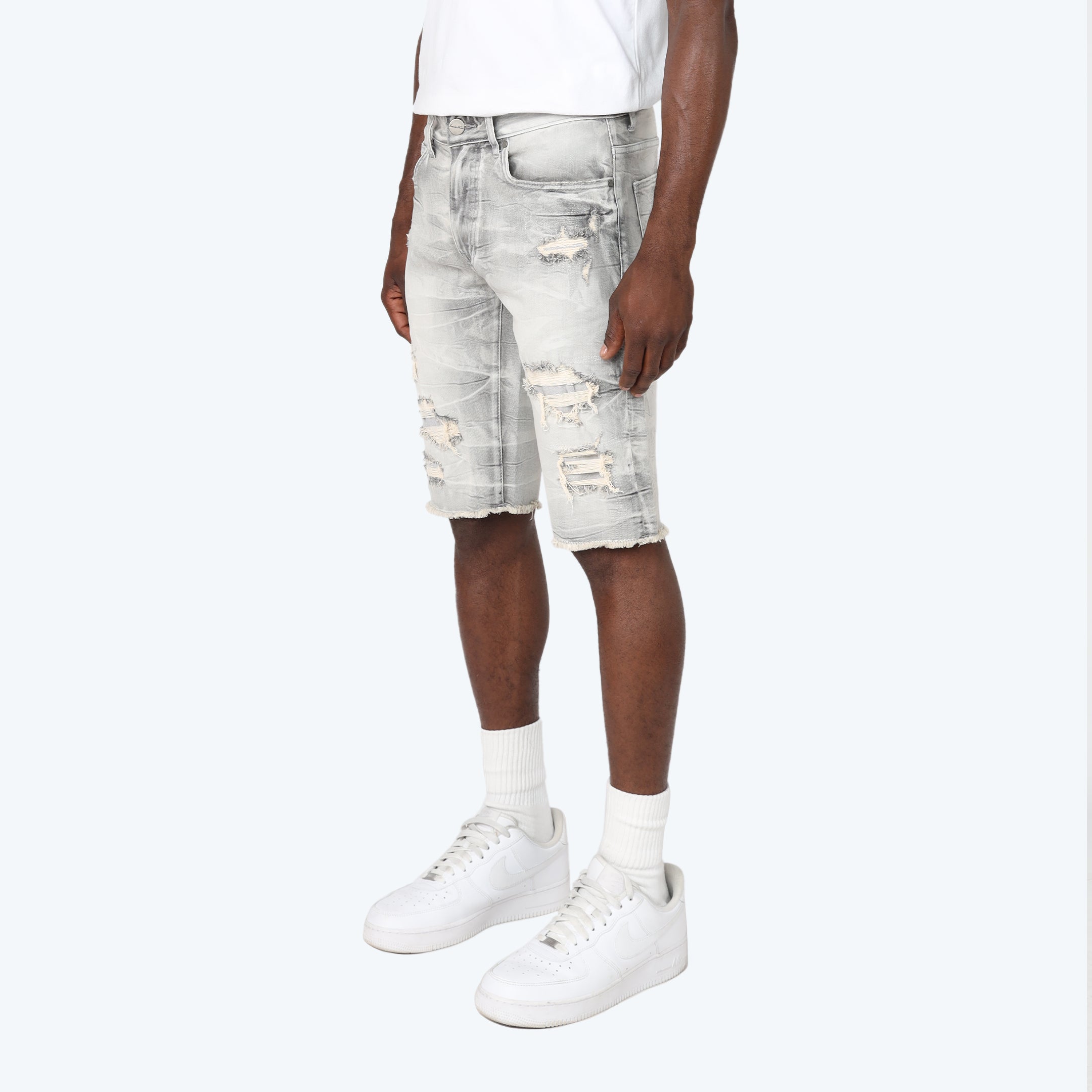 12" Slim Essential Jean Shorts - Radiant Grey