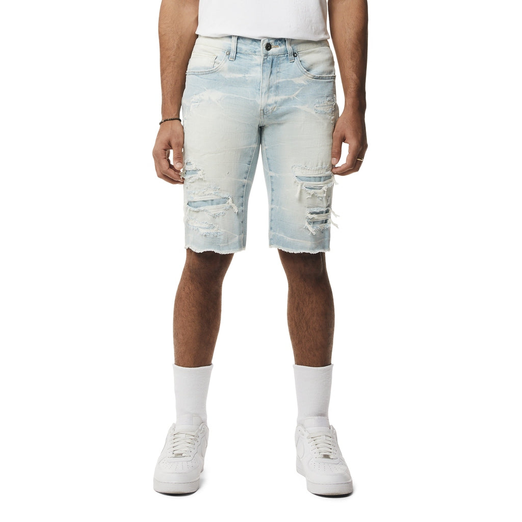 Smoke Rise Essential Jean Shorts - Speckle Blue