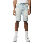 Smoke Rise Essential Jean Shorts - Speckle Blue