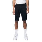 Smoke Rise Rip & Repair Cargo Jean Shorts - Jet Black