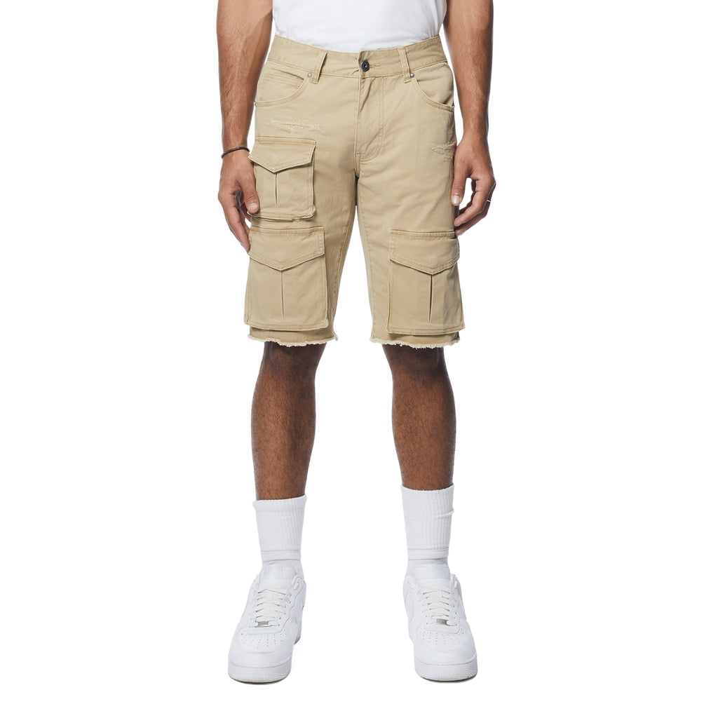 Smoke Rise Multi Cargo Twill Shorts - Khaki