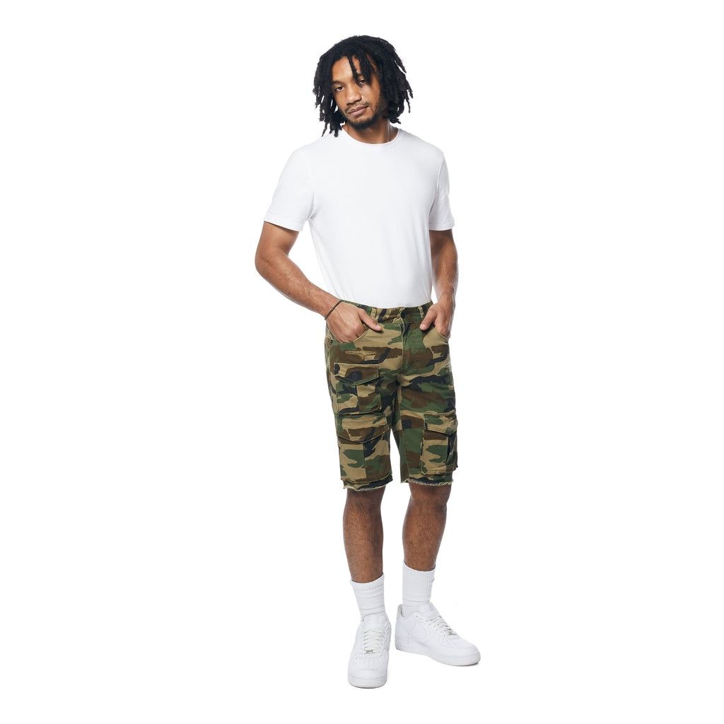 Smoke Rise Multi Cargo Twill Shorts - Wood Camo