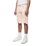 Smoke Rise Distressed Rip & Repair Twill Shorts - Brushed Pink