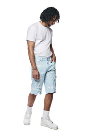 12" Slim Distressed Rip & Repair Twill Shorts