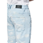 Smoke Rise Distressed Rip & Repair Twill Shorts - Seabreeze