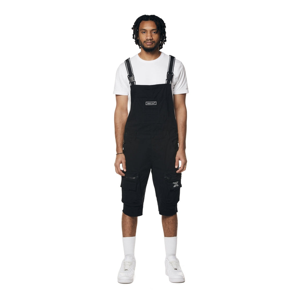 Smoke Rise Utility Twill Overall Shorts - Black