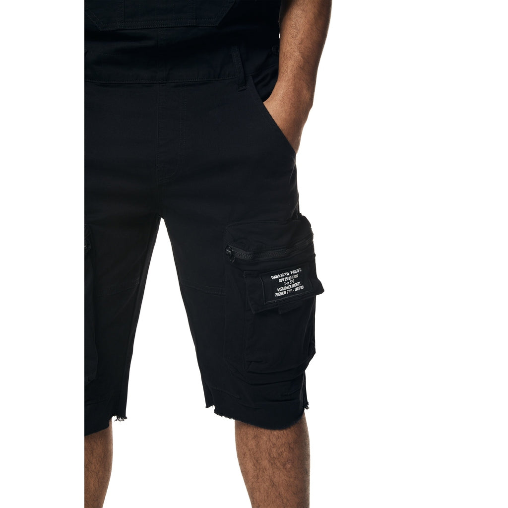 Smoke Rise Utility Twill Overall Shorts - Black