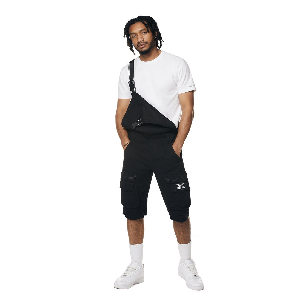 Smoke Rise Utility Twill Overall Shorts - Black