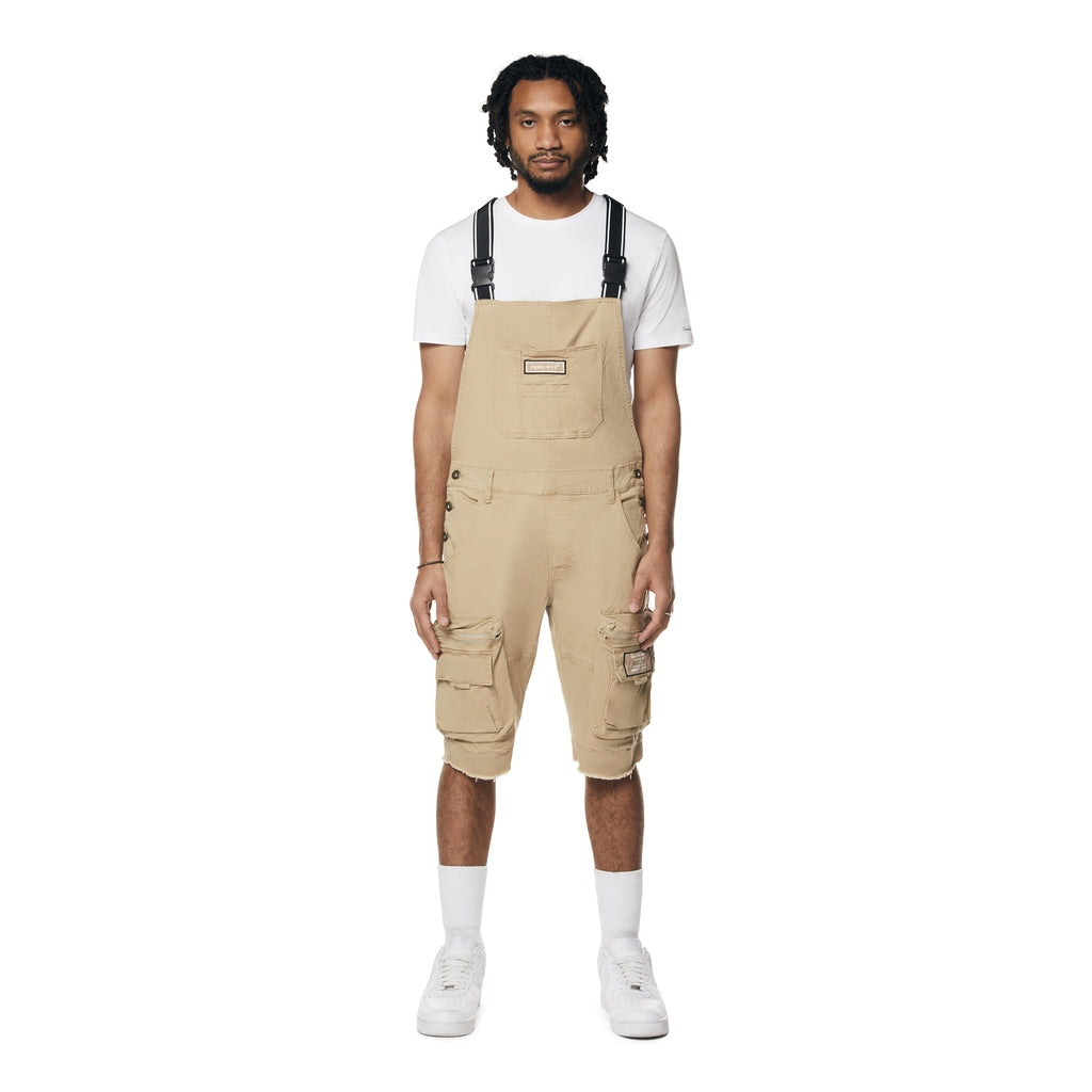 Smoke Rise Utility Twill Overall Shorts - Khaki