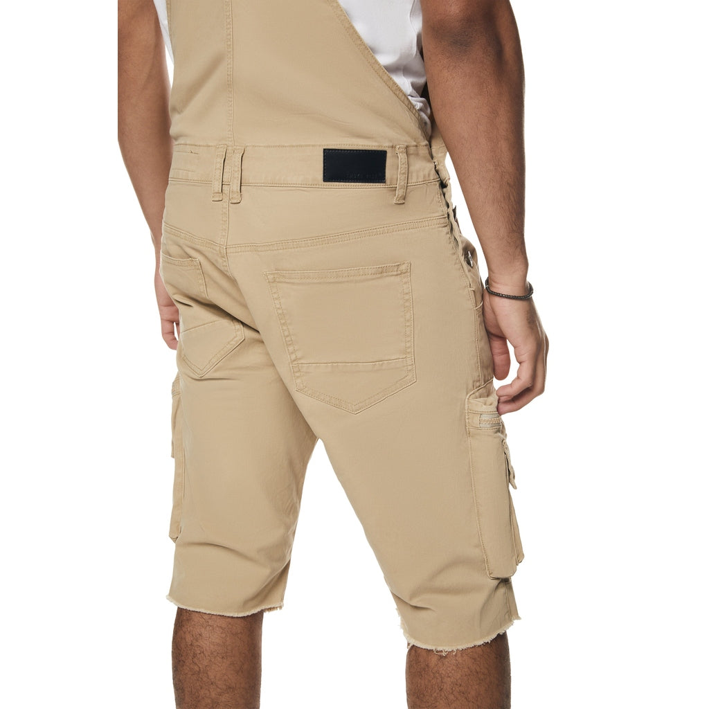 Smoke Rise Utility Twill Overall Shorts - Khaki