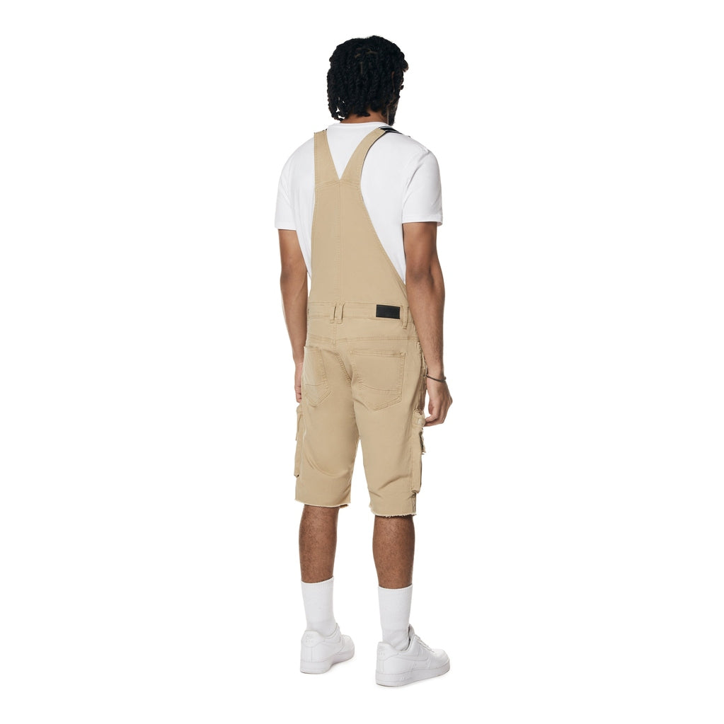 Smoke Rise Utility Twill Overall Shorts - Khaki