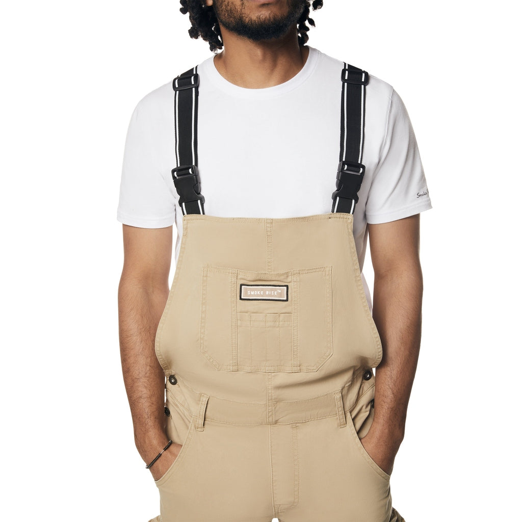 Smoke Rise Utility Twill Overall Shorts - Khaki