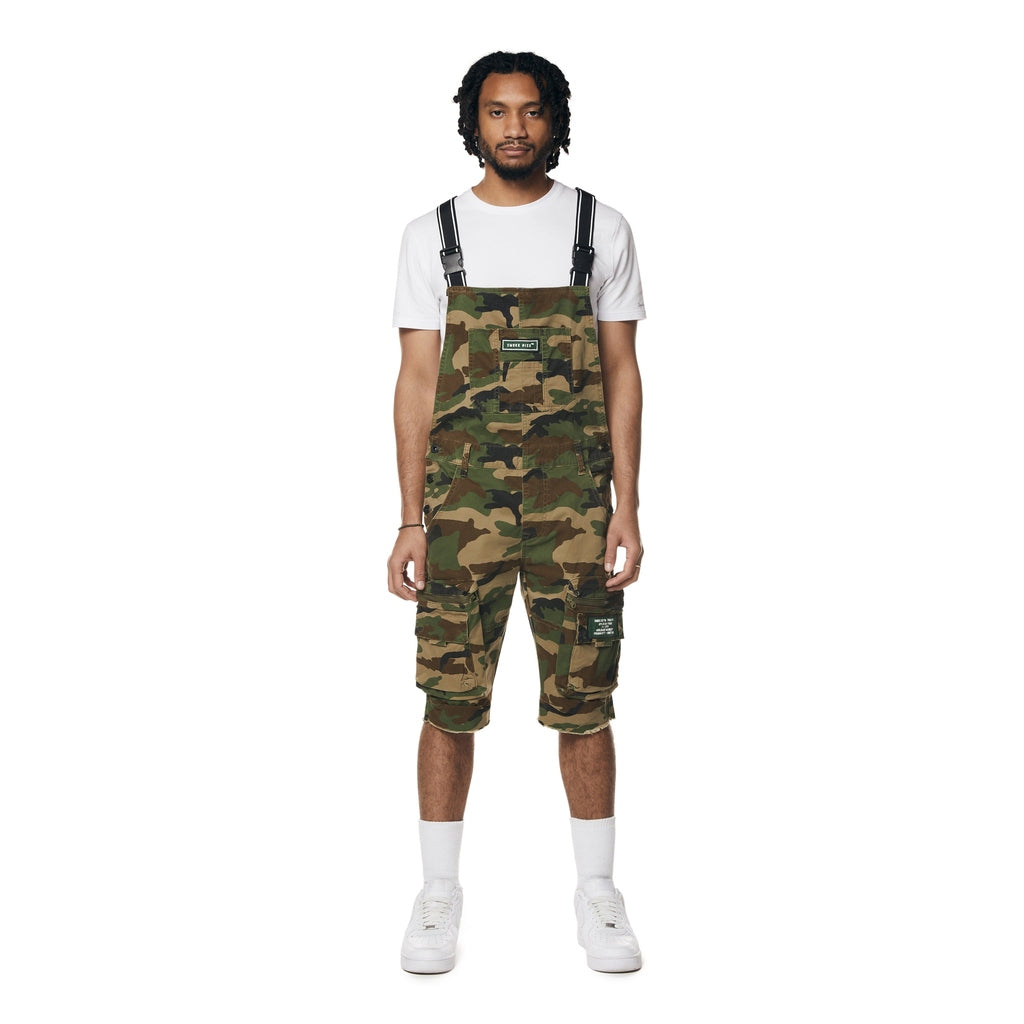 Smoke Rise Utility Twill Overall Shorts - Wood Camo