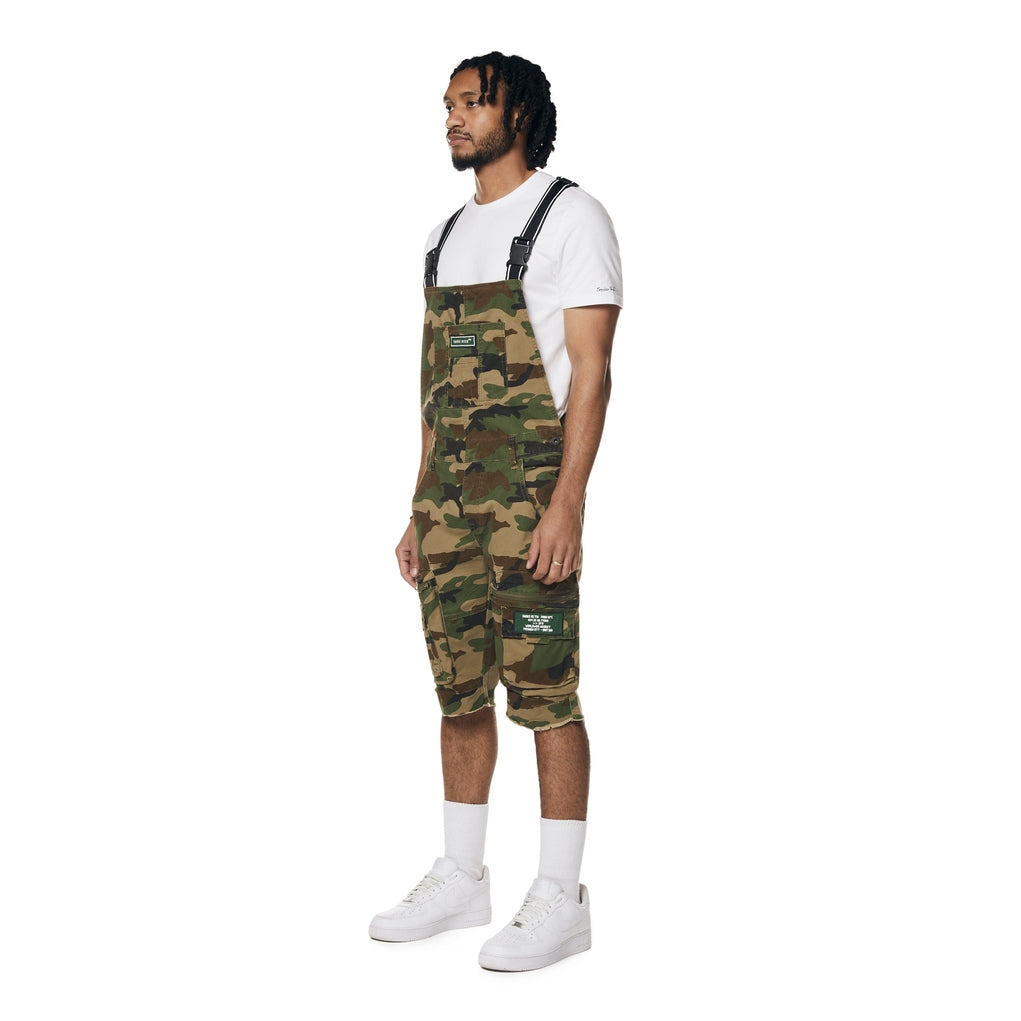 Smoke Rise Utility Twill Overall Shorts - Wood Camo