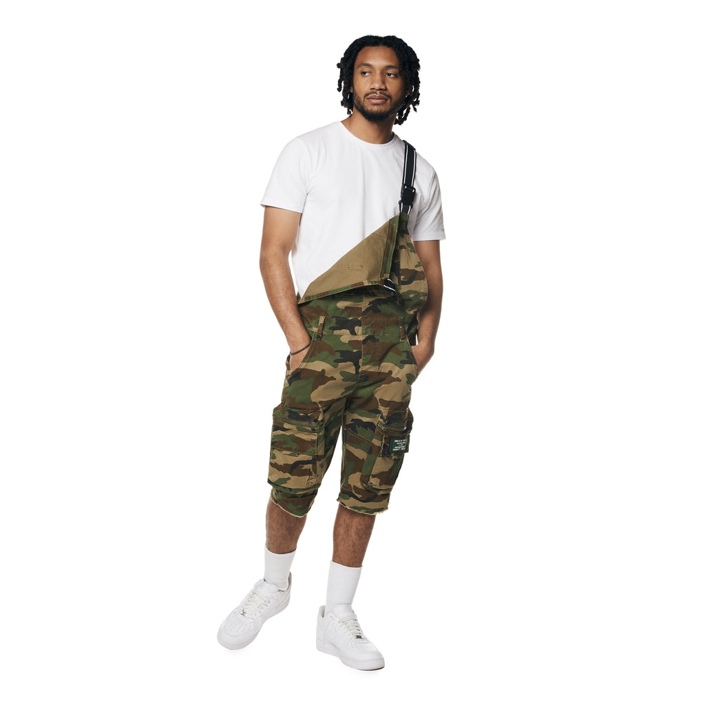 Smoke Rise Utility Twill Overall Shorts - Wood Camo