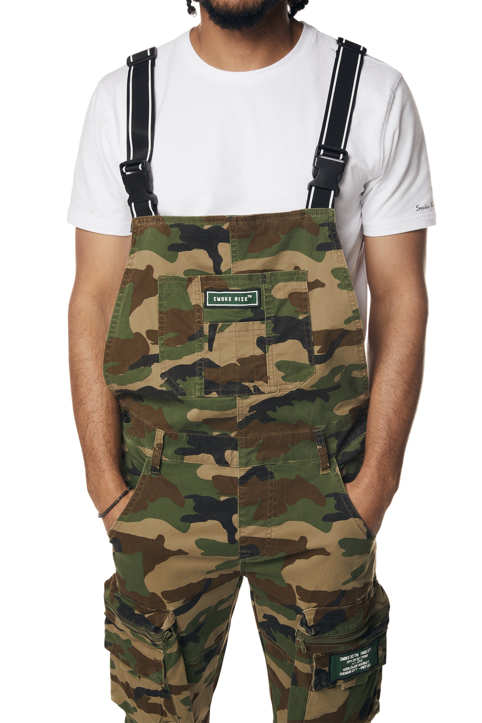 Utility Twill Overall Shorts - Wood Camo