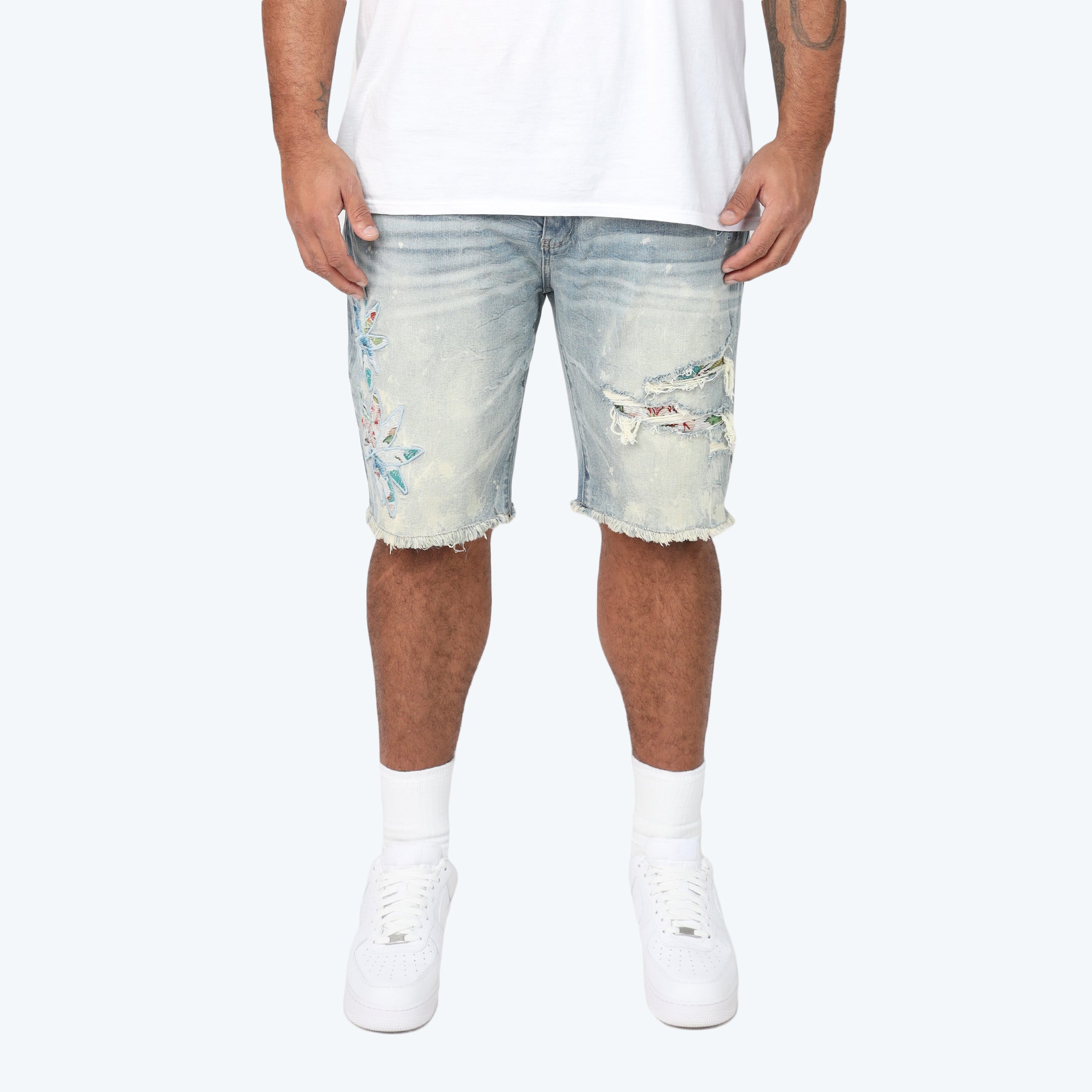 Big and Tall - Tapestry Patched Jean Shorts