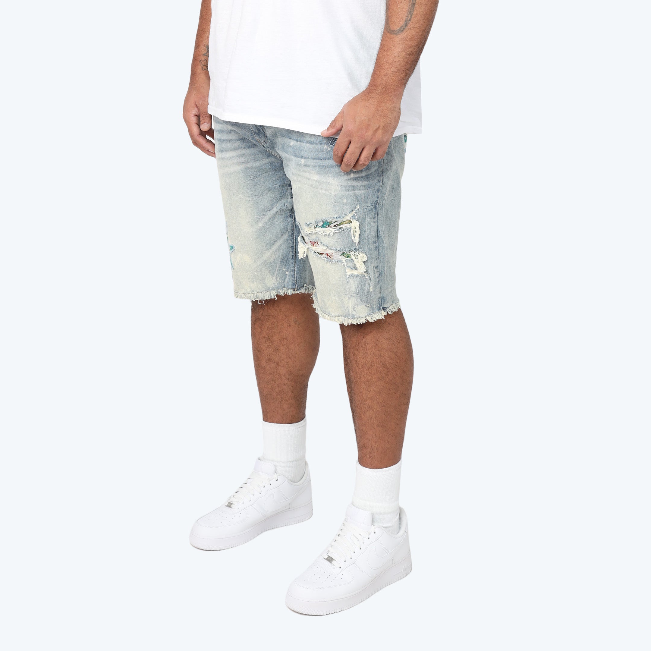 Big and Tall - Tapestry Patched Jean Shorts