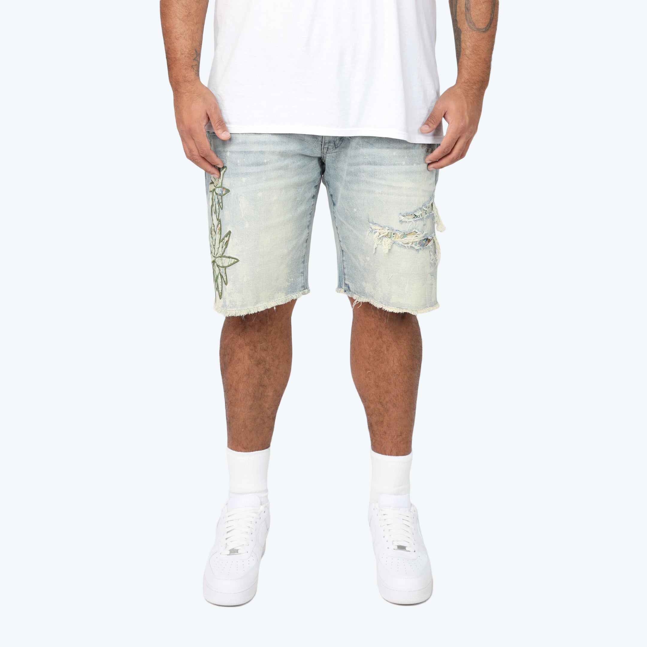 Big and Tall - Tapestry Patched Jean Shorts