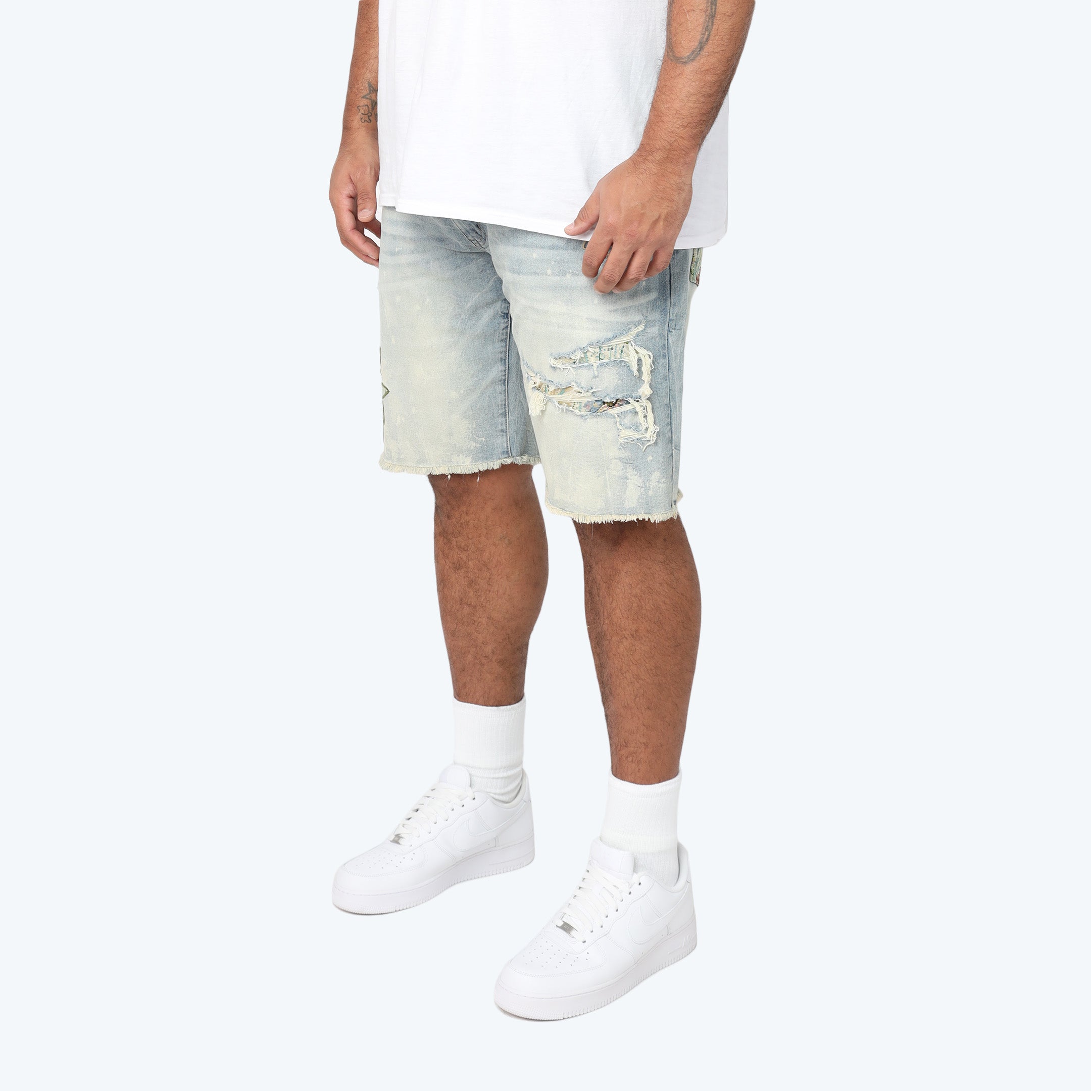 Big and Tall - Tapestry Patched Jean Shorts
