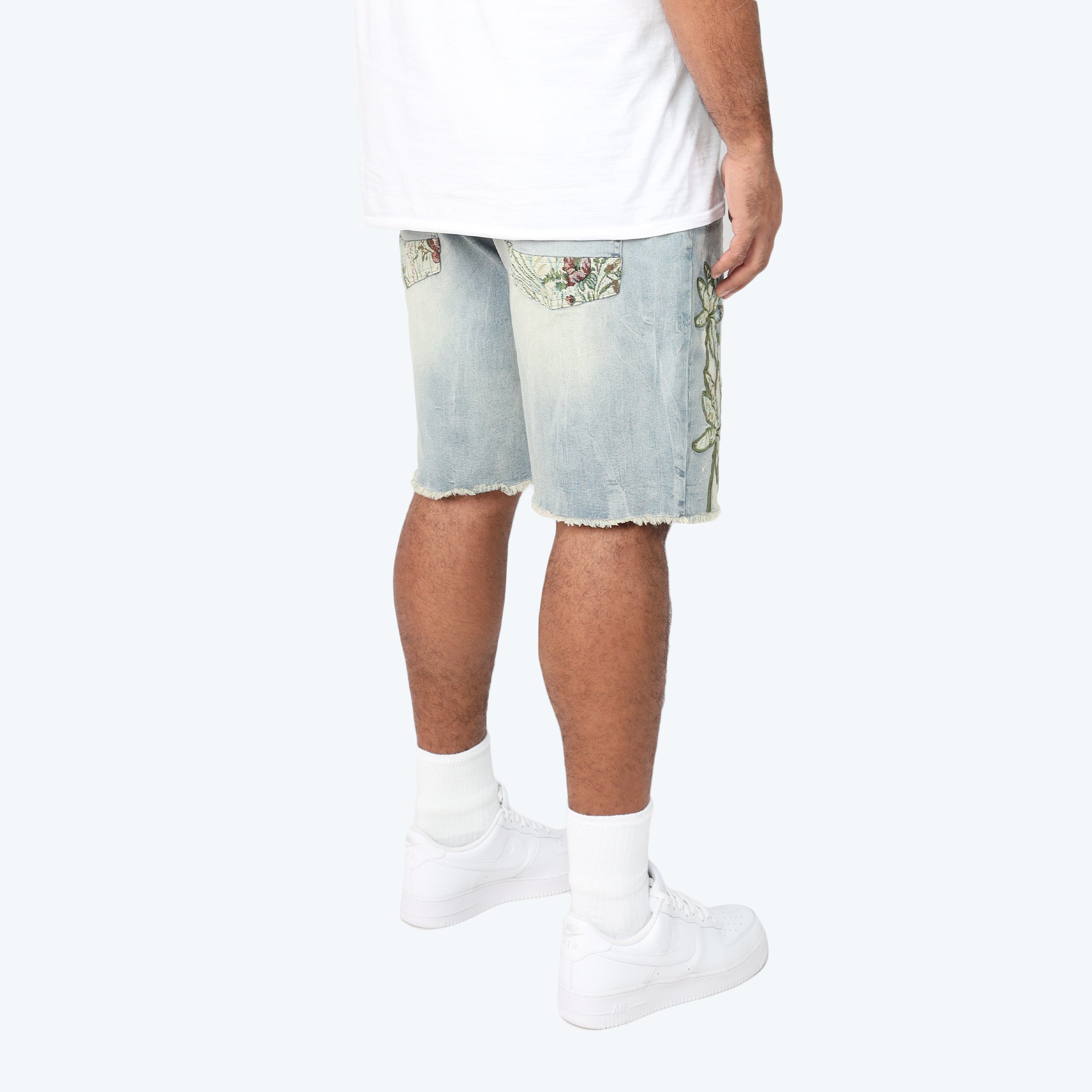 Big and Tall - Tapestry Patched Jean Shorts