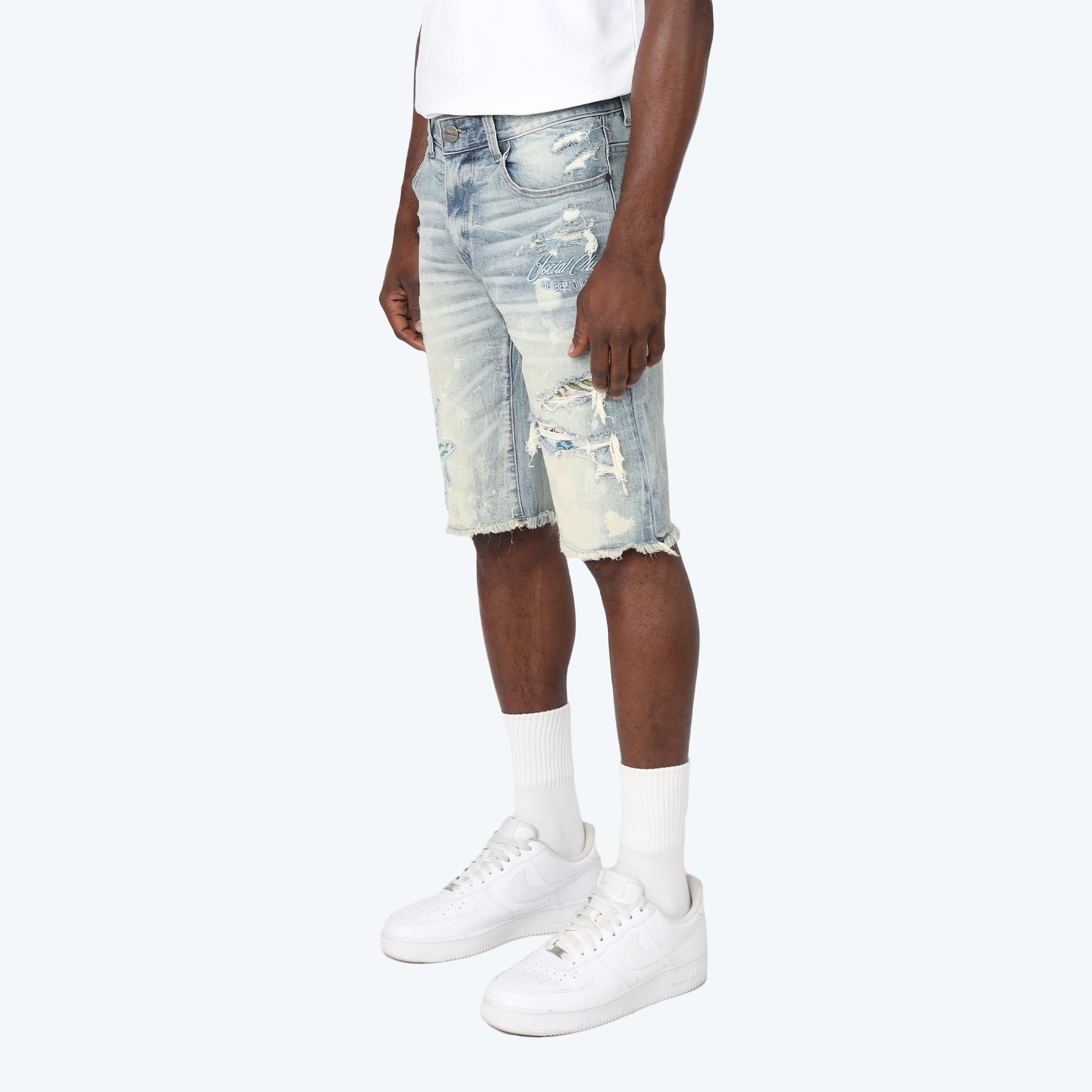 Tapestry Patched Jean Shorts
