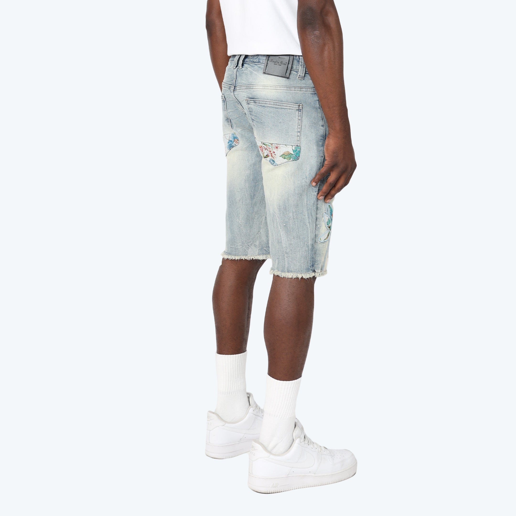 Tapestry Patched Jean Shorts