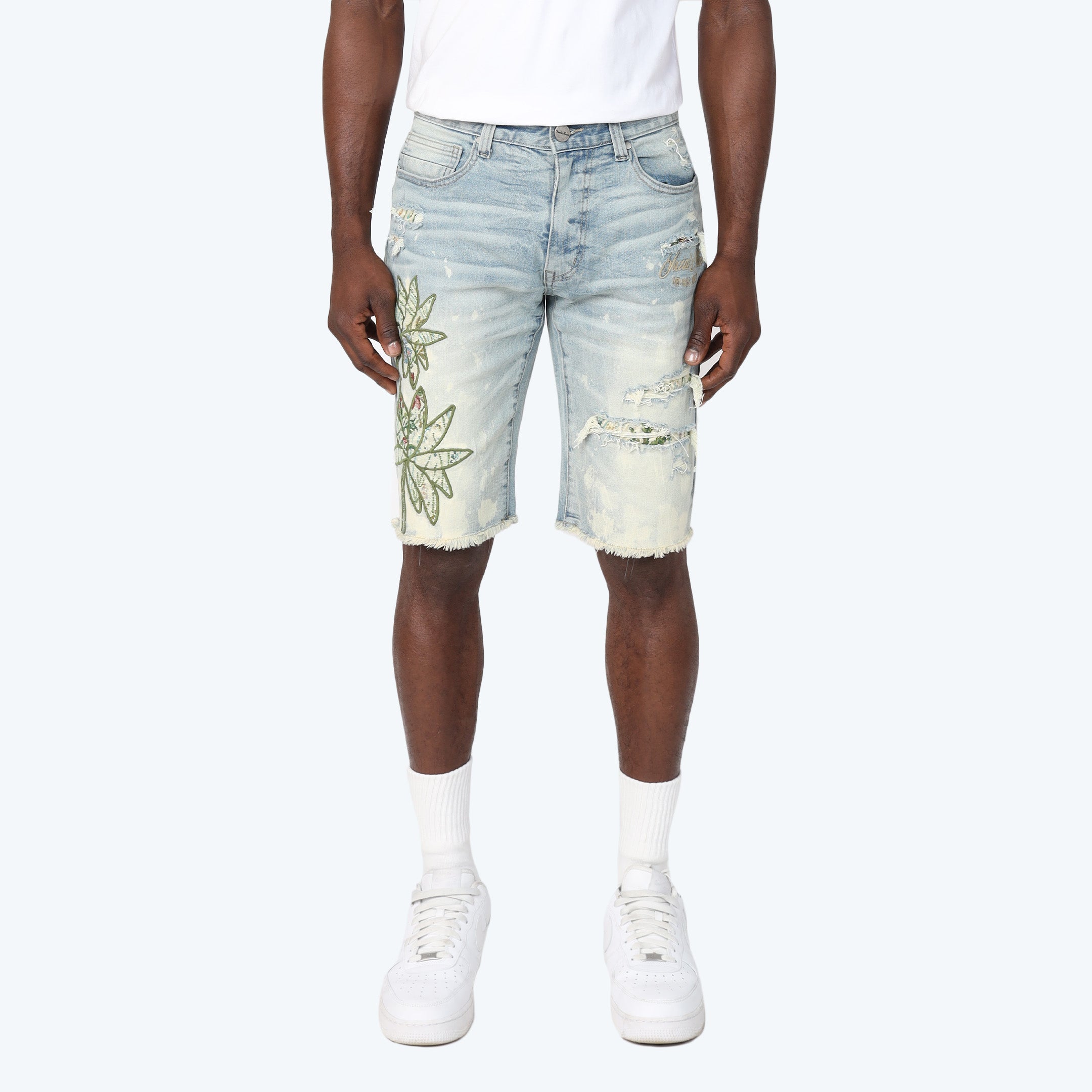 Tapestry Patched Jean Shorts