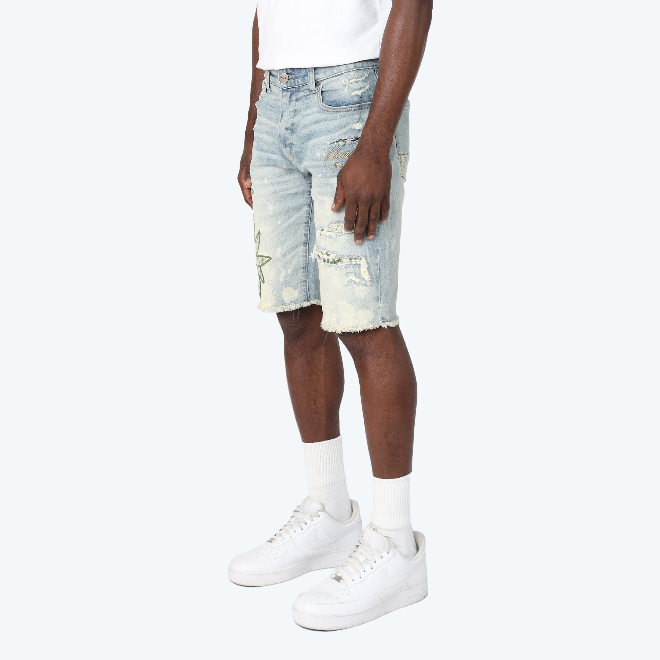 Tapestry Patched Jean Shorts