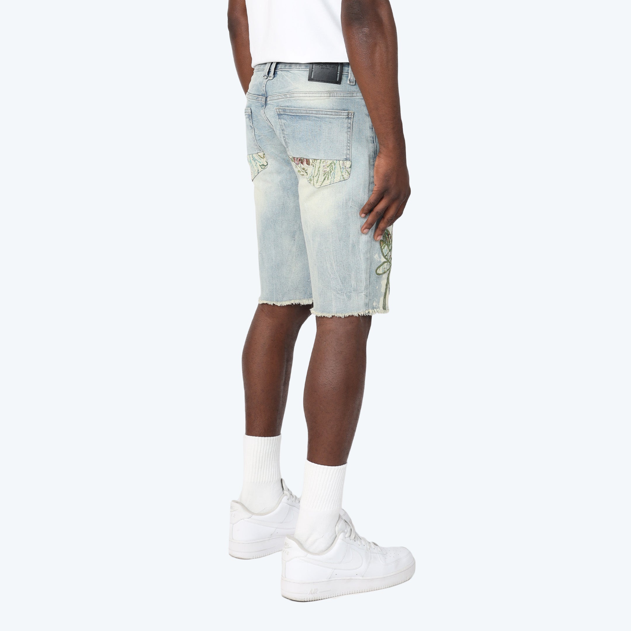 Tapestry Patched Jean Shorts