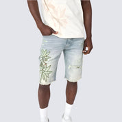 12" Tapestry Patched Jean Shorts - Seville Blue