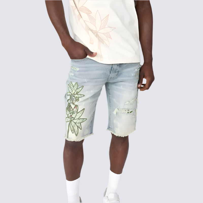 12" Tapestry Patched Jean Shorts - Seville Blue