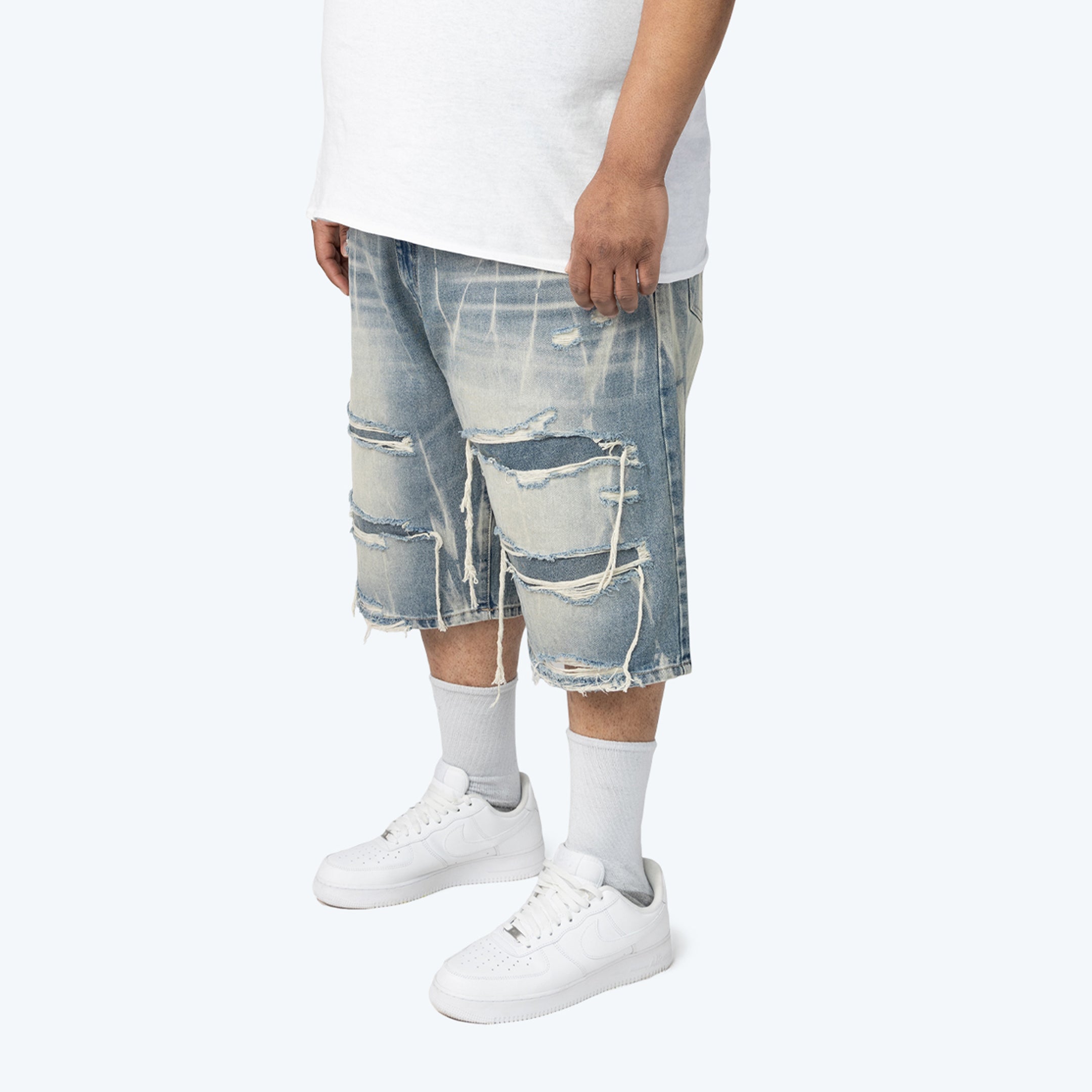 Big and Tall - Distressed Rip & Repaired Jean Shorts