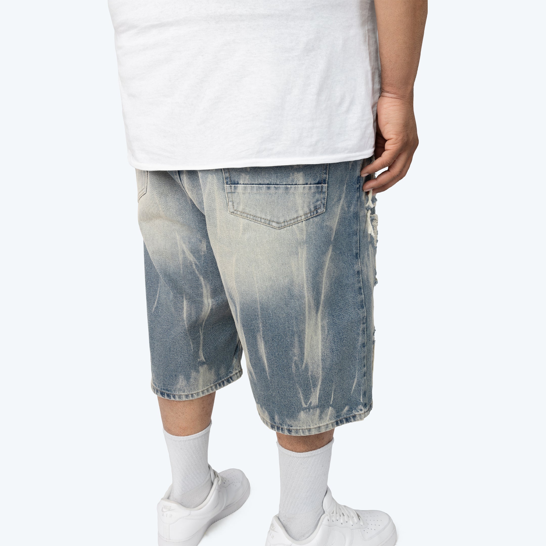 Big and Tall - Distressed Rip & Repaired Jean Shorts