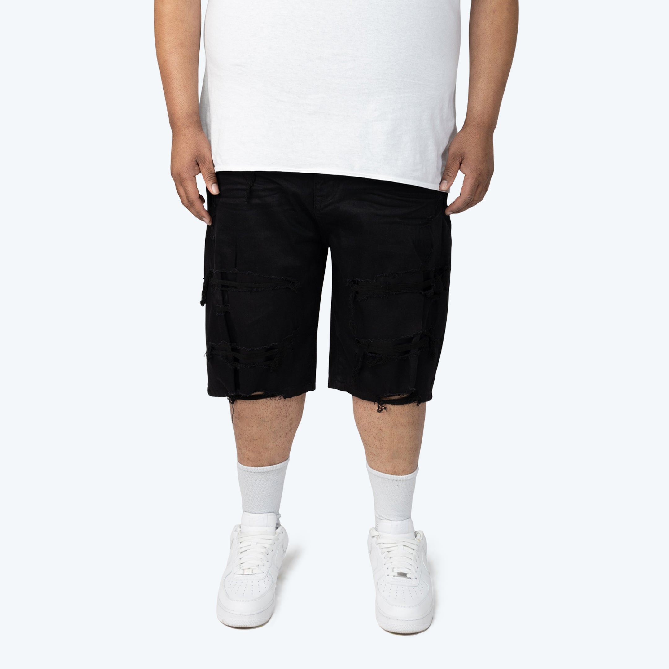 Big and Tall - Distressed Rip & Repaired Jean Shorts