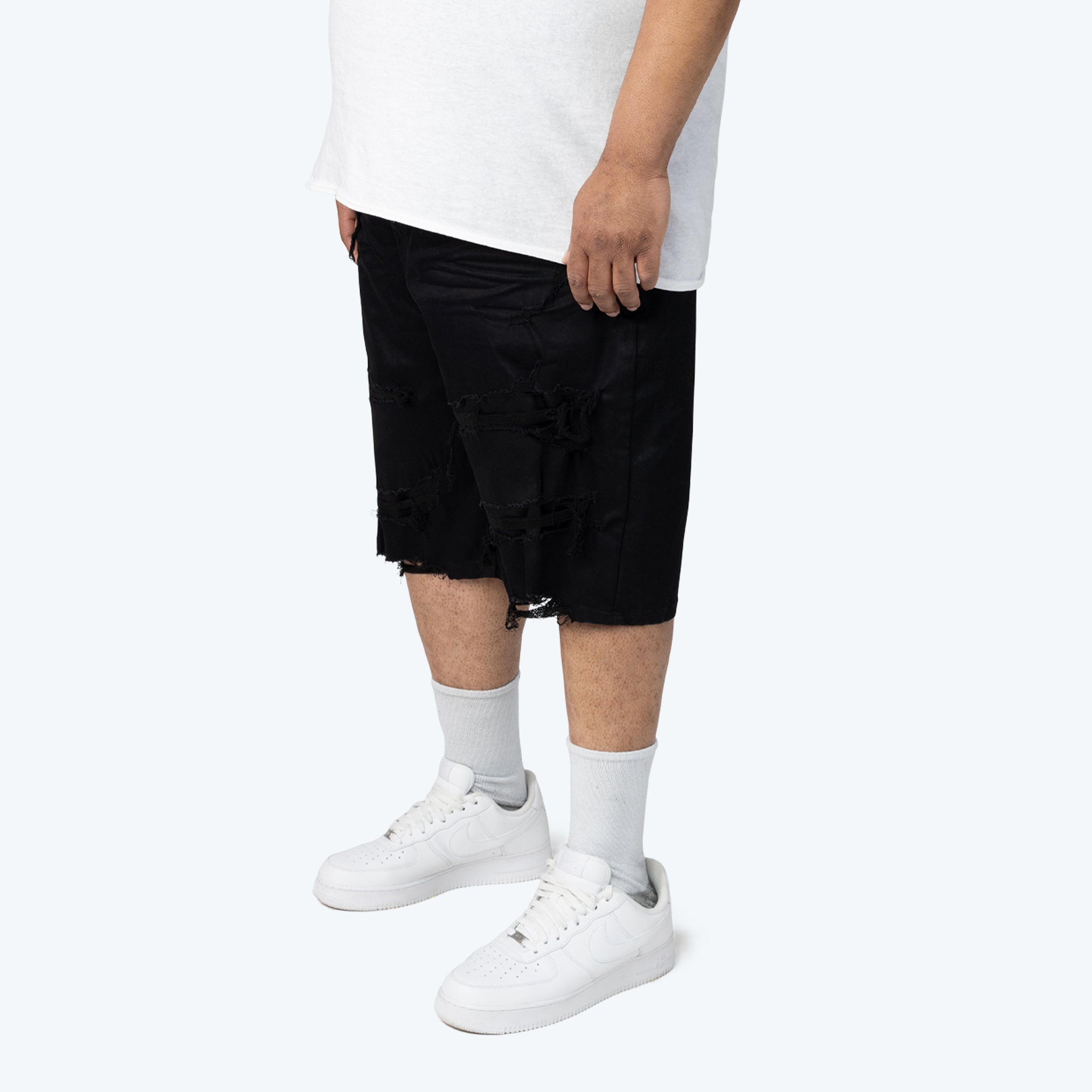 Big and Tall - Distressed Rip & Repaired Jean Shorts