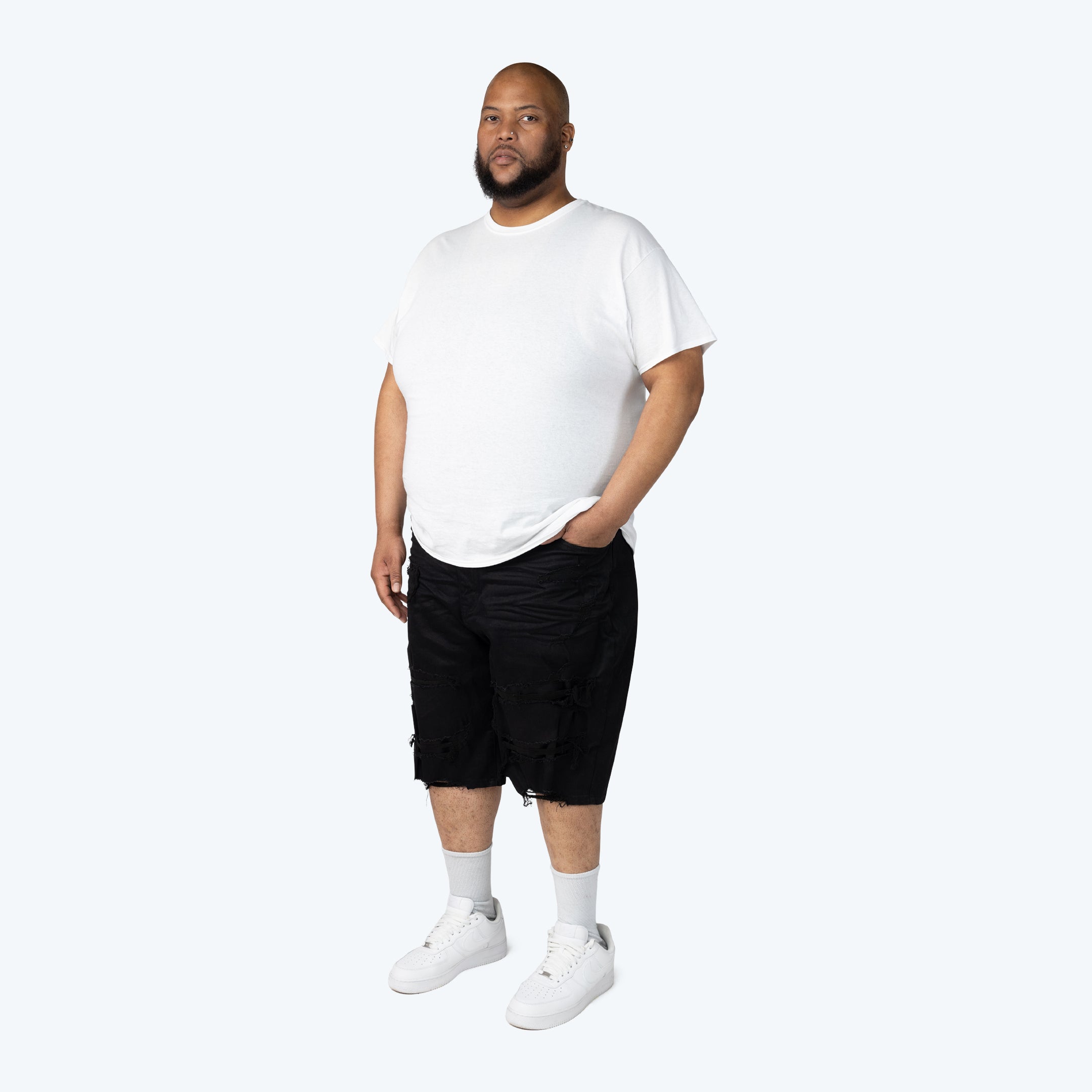 Big and Tall - Distressed Rip & Repaired Jean Shorts