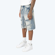 12" Skater Distressed Rip & Repaired Jean Shorts