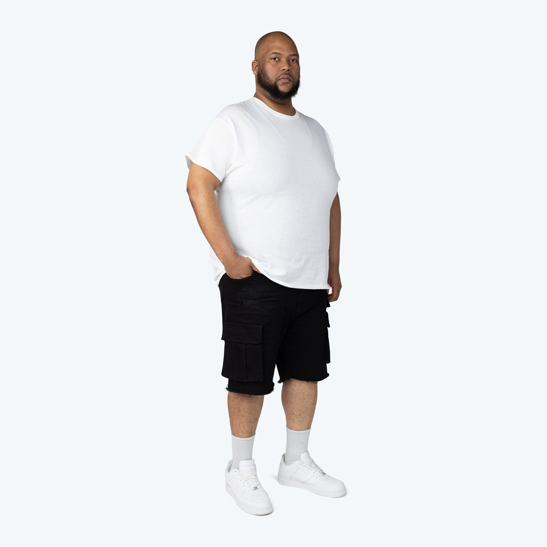 Big and Tall - Utility Cargo Jean Shorts - Jet Black