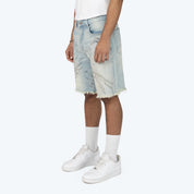 12" Rhinestone Maximalist Jean Shorts - Lucent Blue