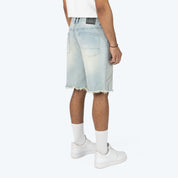 12" Rhinestone Maximalist Jean Shorts - Lucent Blue