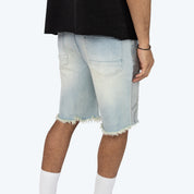 12" Rhinestone Maximalist Jean Shorts - Lucent Blue