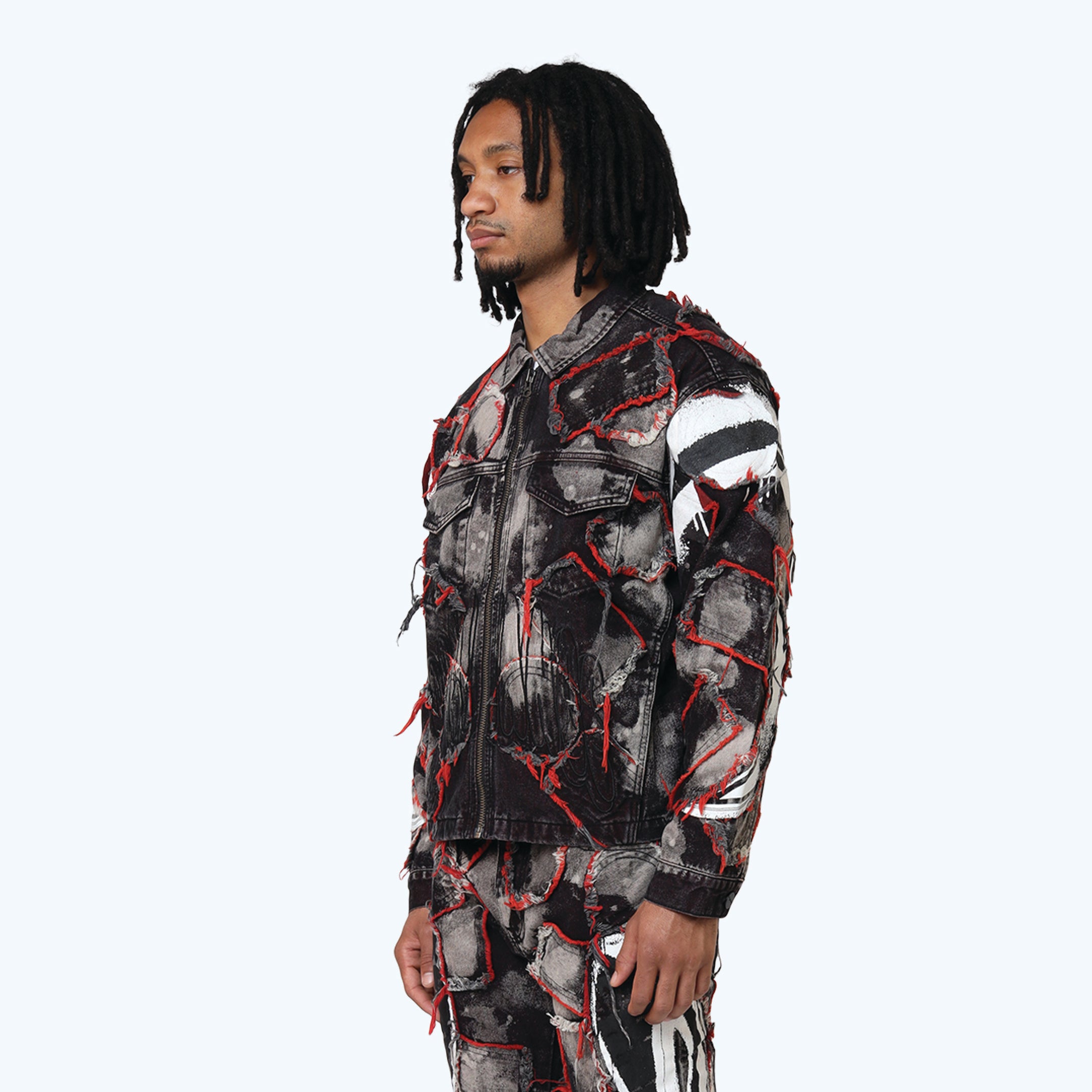 Oversized Victory Color Weft Denim Jacket - Nickel Black