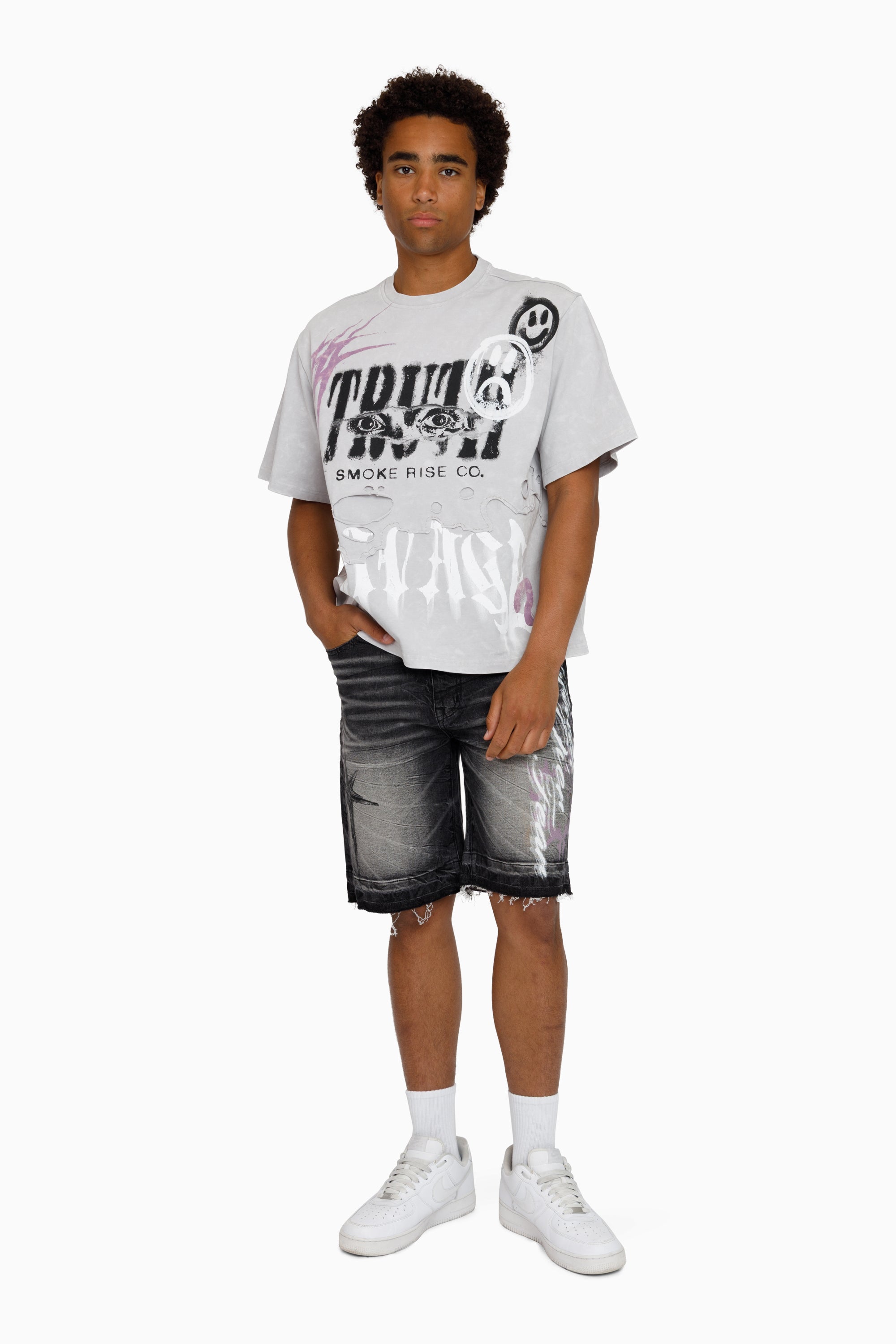 Faith Over Fear Shorts - Shale Black