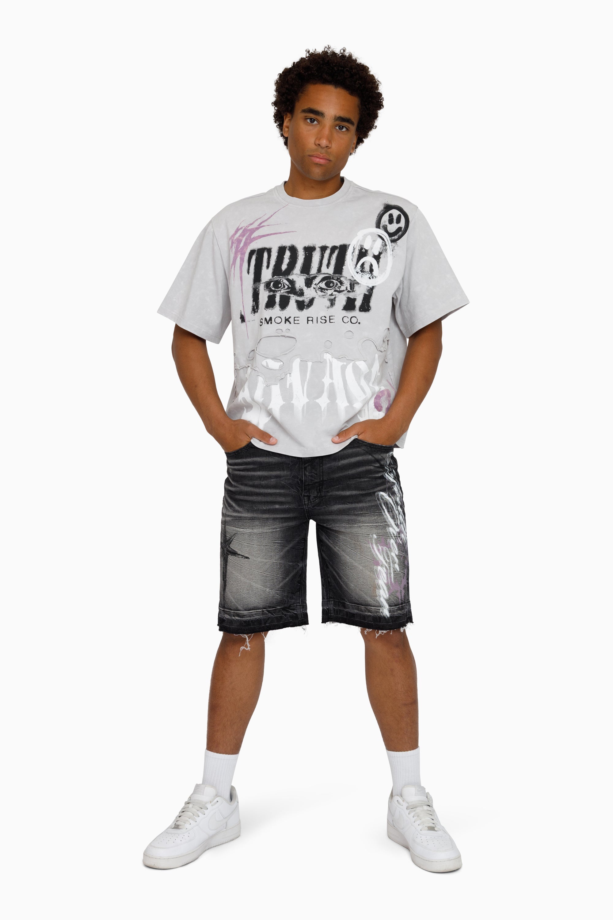 Faith Over Fear Shorts - Shale Black