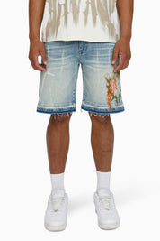 Faith Over Fear Shorts - Voss Blue