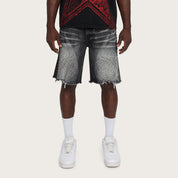 10" Comfort Chaos Abyss Jean Shorts - Spider Black