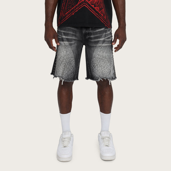 10" Comfort Chaos Abyss Jean Shorts - Spider Black