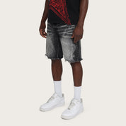 10" Comfort Chaos Abyss Jean Shorts - Spider Black